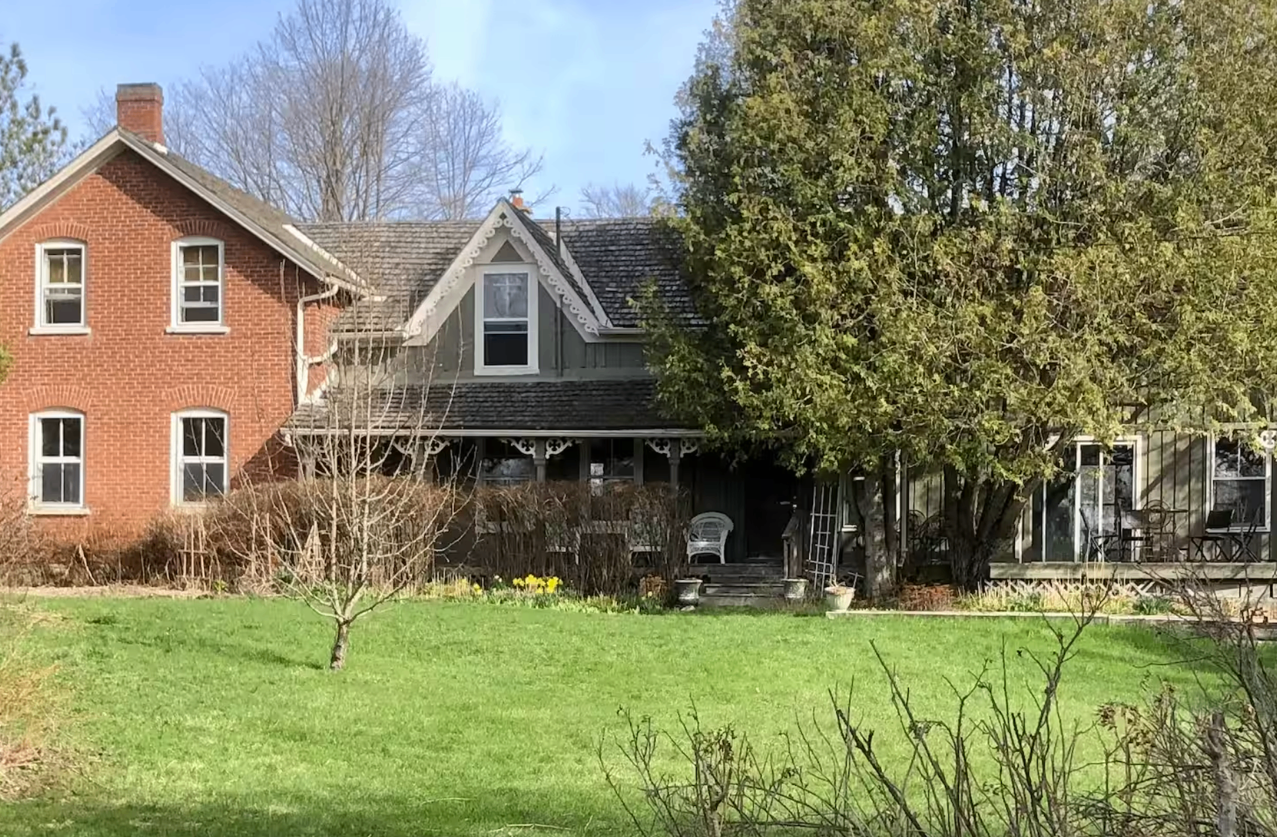 Historic brick farmhouse on the land